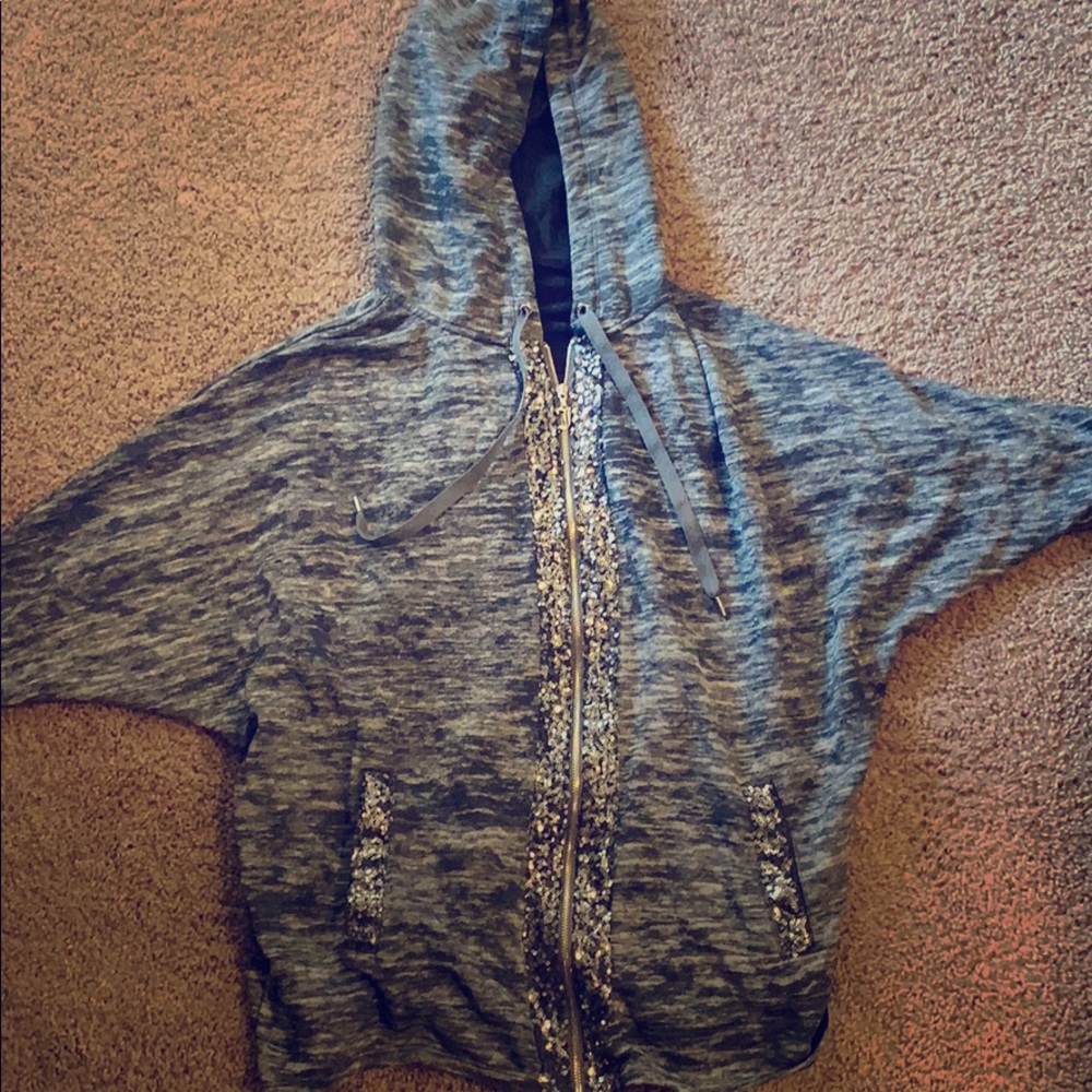 Juicy couture gray sequined zip hoodie size M